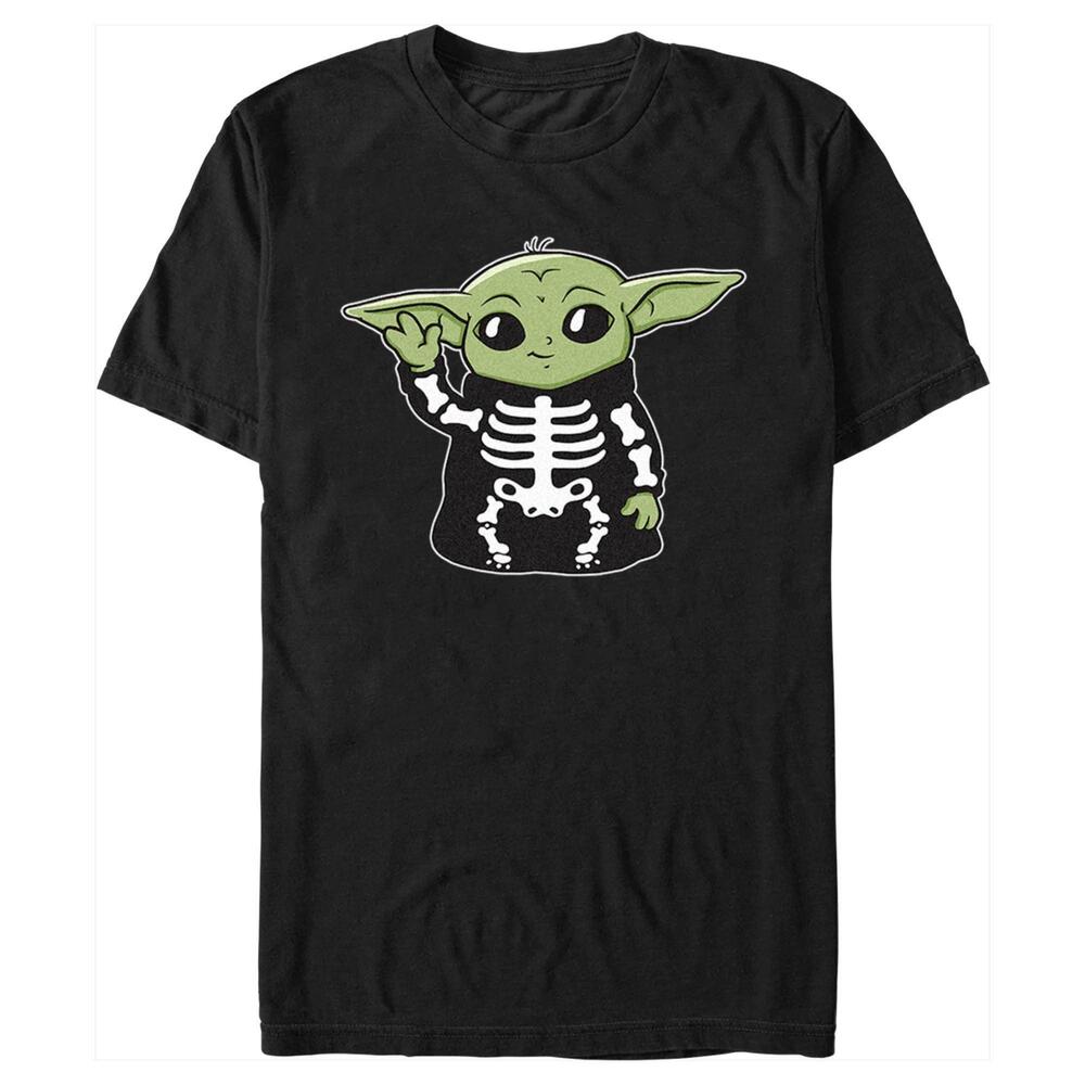 Mens Star Wars The Mandalorian Halloween Grogu Skeleton Costume Tshirt